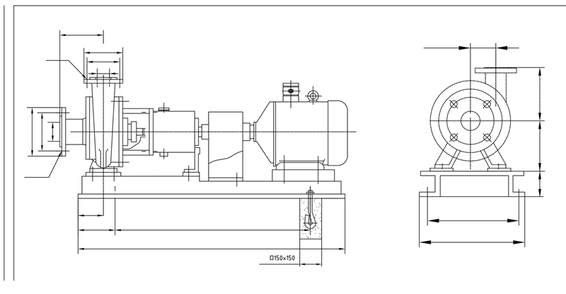 化工混流泵SPP25-25-110kw-4外形結(jié)構(gòu)圖